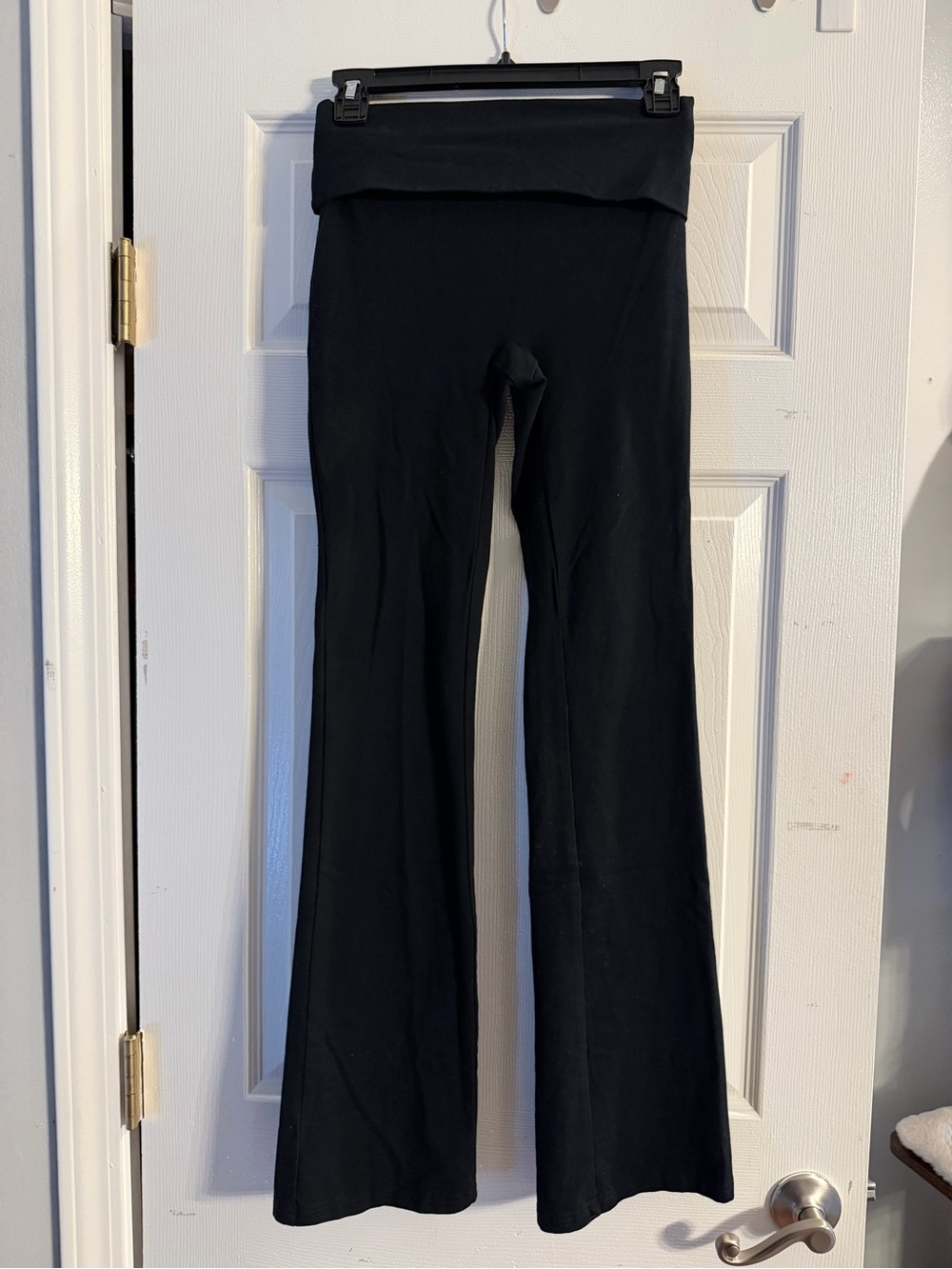Garage Black Fold-Over Waist Flare Leggings
